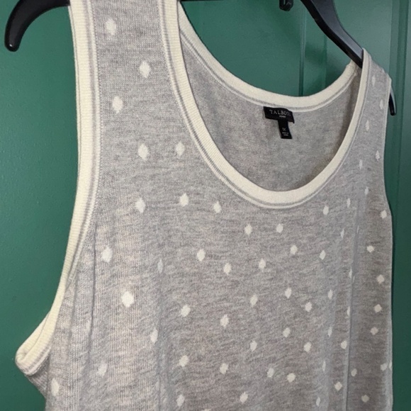 Talbots  Cotton/ Cashmere Gray Polka Dot  Sleeveless Sweater Sz 1X - Picture 5 of 7